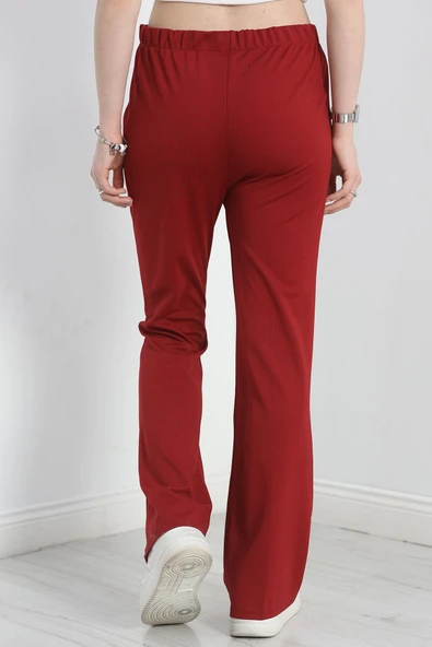 İspanyol Paça Pantolon Bordo - 6