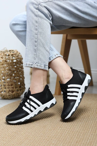 Günlük Spor Ayakkabı Siyahbeyaz - Resim 3
