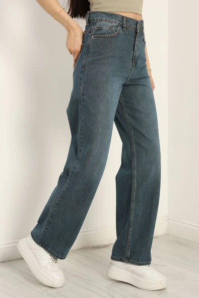 Palazzo Kot Pantolon Mavitint - Resim 5