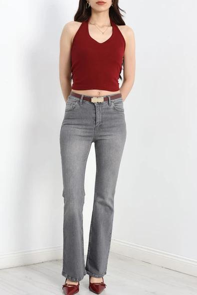 İspanyol Paça Kot Pantolon Gri