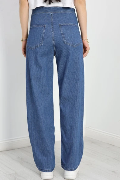 Desenli Cepsiz Palazzo Kot Pantolon Koyumavi - Resim 6