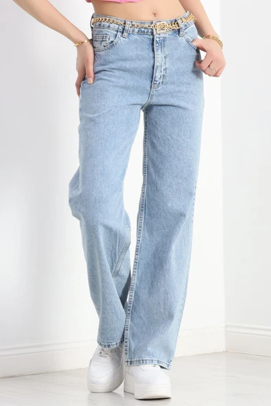 Palazzo Kot Pantolon Açıkmavi ürün görseli