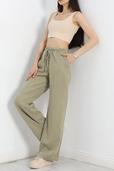 Gabardin Tensel Kumaş Kot Pantolon Haki - 4