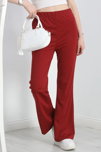 İspanyol Paça Pantolon Bordo - 5