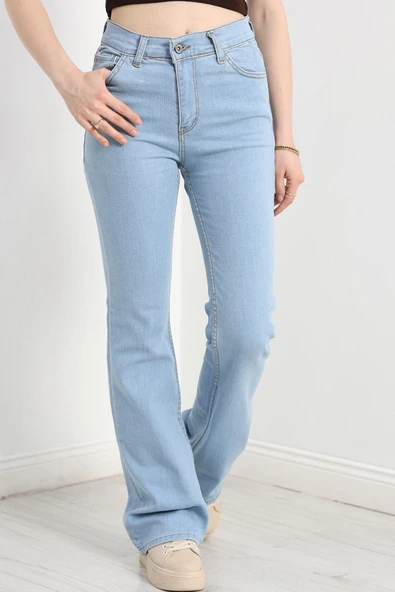 İspanyol Paça Kot Pantolon Buzmavi - Resim 2