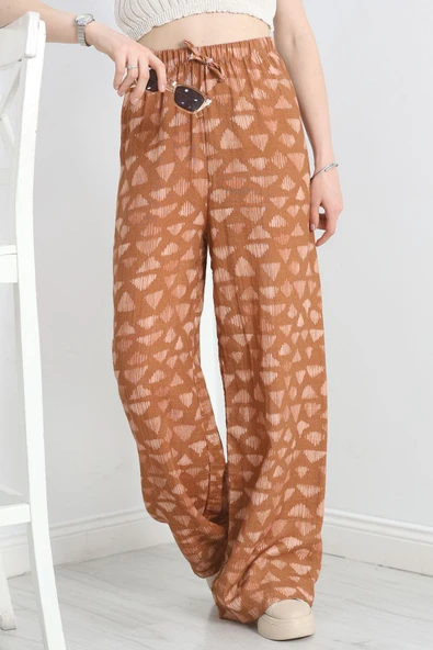 Dokuma Viskon Pantolon Kahve - Resim 5