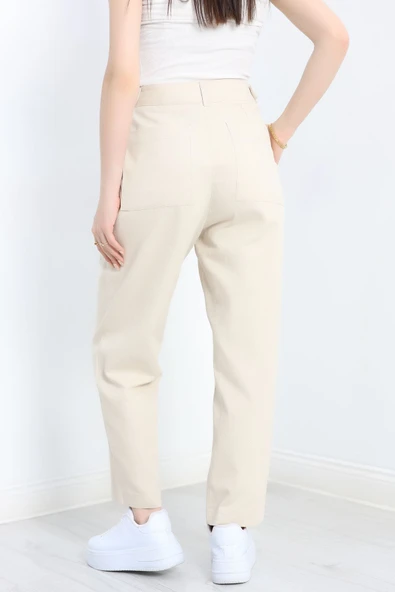 Havuç Paça Pantolon Krem - 6