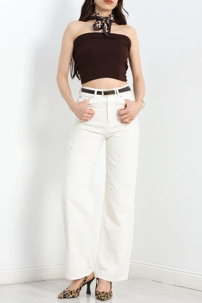Palazzo Kot Pantolon Ekru - 5
