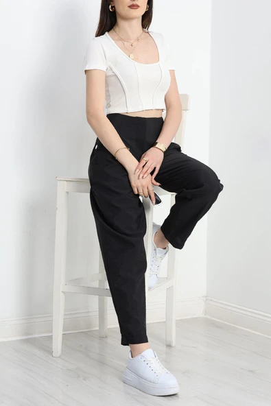 Paraşüt Kumaş Pantolon Siyah - 6