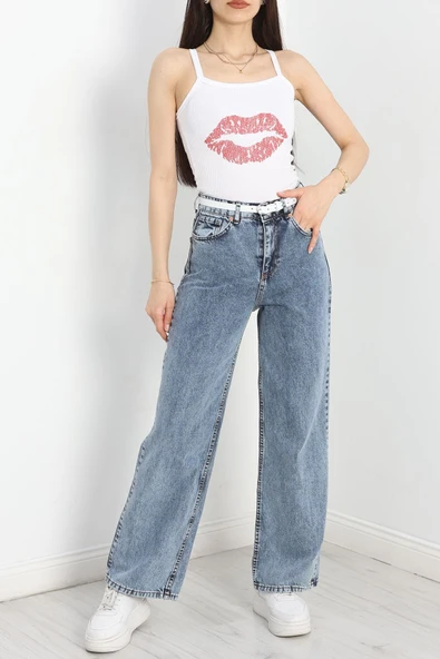 Palazzo Kot Pantolon Mavi1 - Resim 2