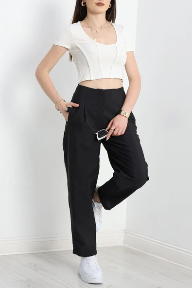 Paraşüt Kumaş Pantolon Siyah - 5