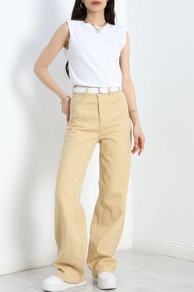 Palazzo Kot Pantolon Bejçizgili