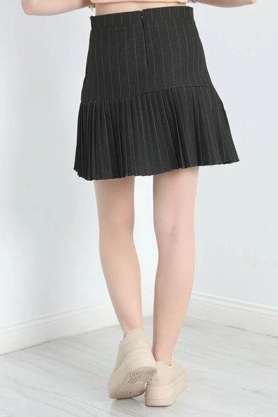 Pileli Mini Etek Füme - 6