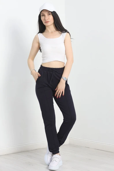 Paça Lastikli Çımalı Eşofman Altı Lacivert