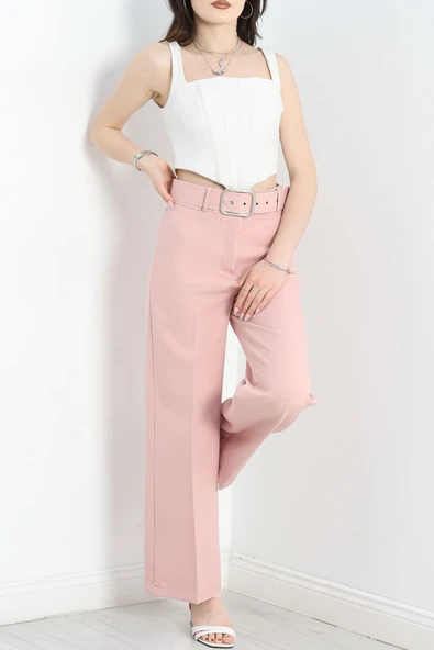 Kemerli Palazzo Pantolon Gülkurusu - 2