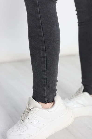 Likralı Dar Paça Kot Pantolon Füme - 6