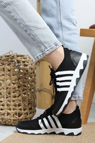 Günlük Spor Ayakkabı Siyahbeyaz - Resim 5