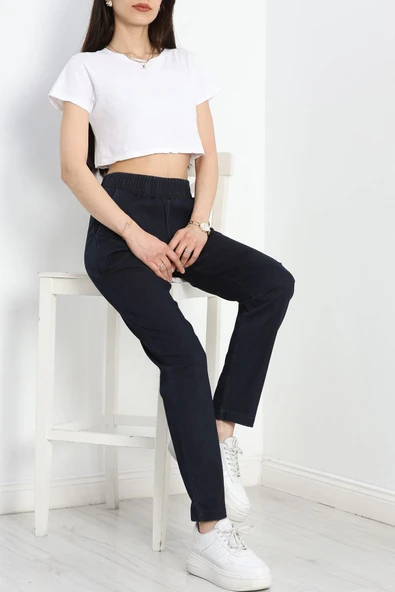 Orta Kalınlıkta Lastikli Pantolon Lacivert - 4