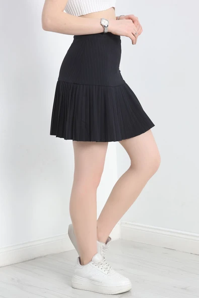 Pileli Mini Etek Lacivertçizgili - 3