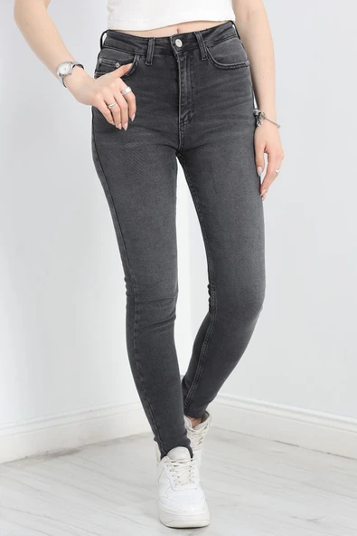 Likralı Dar Paça Kot Pantolon Füme - 2