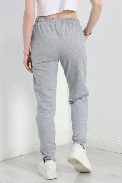 Paça Lastikli Çımalı Eşofman Altı Açıkgri - 6