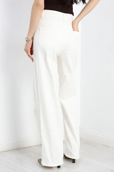 Palazzo Kot Pantolon Ekru - 6