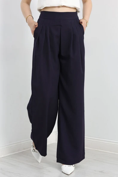 Pileli Pantolon Lacivert - 2