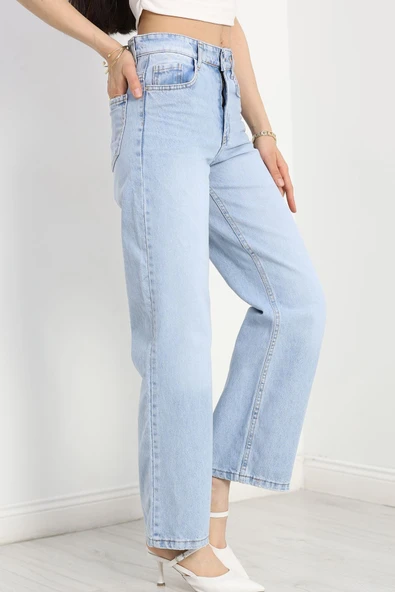 Palazzo Kot Pantolon Mavi - Resim 4