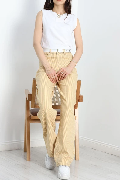 Palazzo Kot Pantolon Bejçizgili - 4