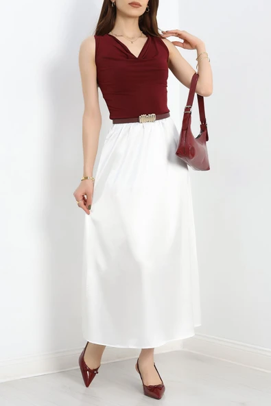Uzun Saten Etek Beyaz - 5