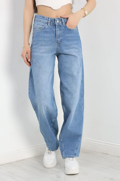 Baggy Jean Kot Pantolon Açıkmavi