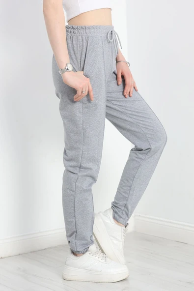 Paça Lastikli Çımalı Eşofman Altı Gri - 3