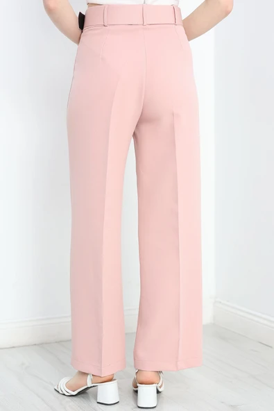 Kemerli Palazzo Pantolon Gülkurusu - 6