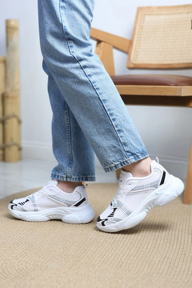 Kalın Taban Spor Ayakkabı Beyazgümüş - Resim 4