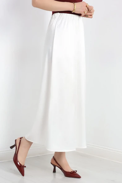 Uzun Saten Etek Beyaz - 3