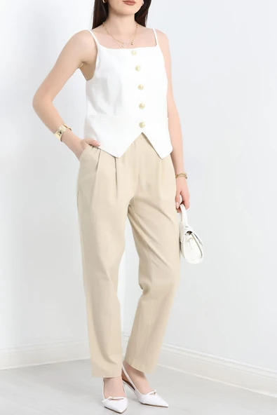 Gabardin Pantolon Bej