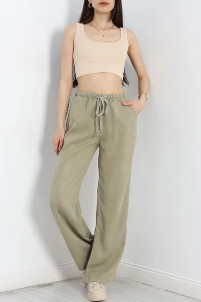 Gabardin Tensel Kumaş Kot Pantolon Haki