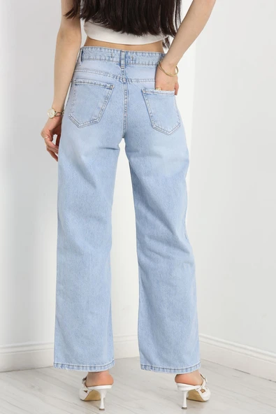 Palazzo Kot Pantolon Mavi - Resim 6