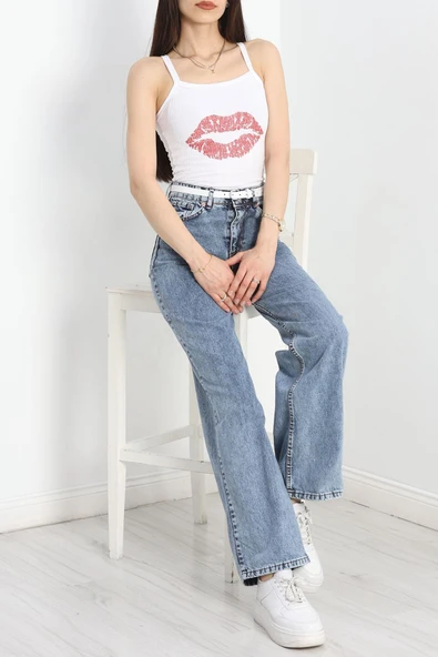 Palazzo Kot Pantolon Mavi1 - Resim 4