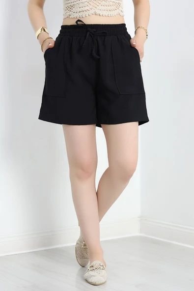 Soft Dokuma Şort Siyah - 2