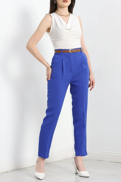 Kemerli Double Pantolon Saks - Resim 2