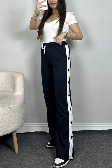 Özel Tasarım Nakışlı 2 İplik Eşofman Altı Lacivert