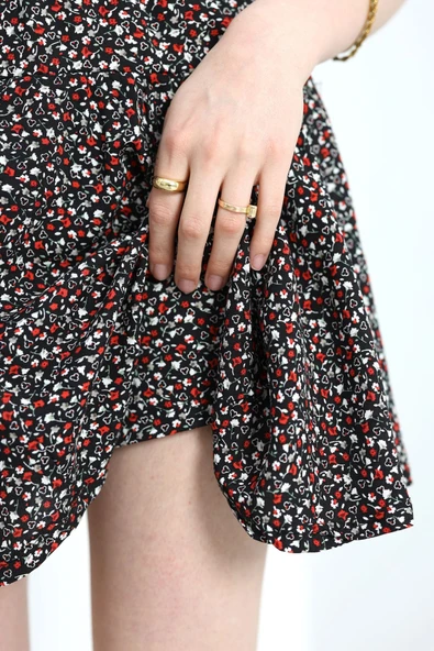 Desenli Mini Etek Siyahçiçek - 6
