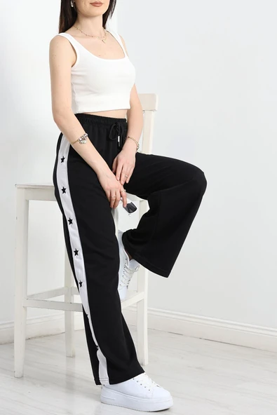 Özel Tasarım Nakışlı 2 İplik Eşofman Altı Siyah - 4