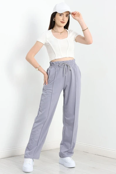 Openet Kalın Kemer Çımalı Eşofman Altı Gri - 2