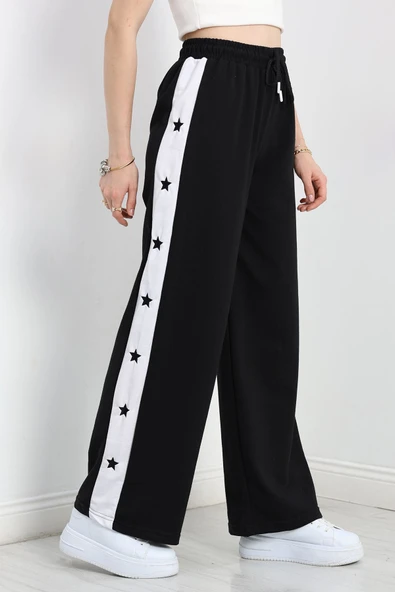 Özel Tasarım Nakışlı 2 İplik Eşofman Altı Siyah