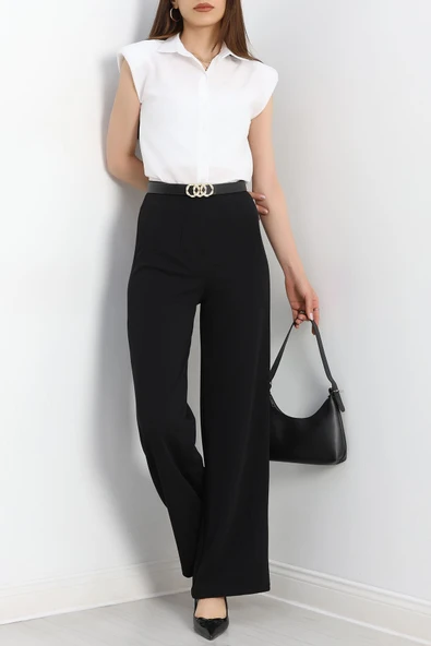 Zra Krep Palazzo Pantolon Siyah - 2