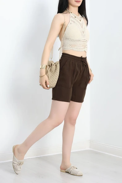 Soft Dokuma Şort Kahve - 3