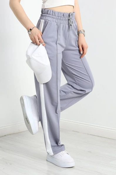 Openet Kalın Kemer Şeritli Çımalı Eşofman Altı Gri - 4