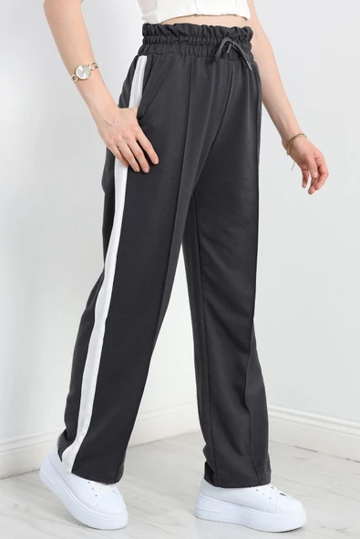 Openet Kalın Kemer Şeritli Çımalı Eşofman Altı Füme - 5